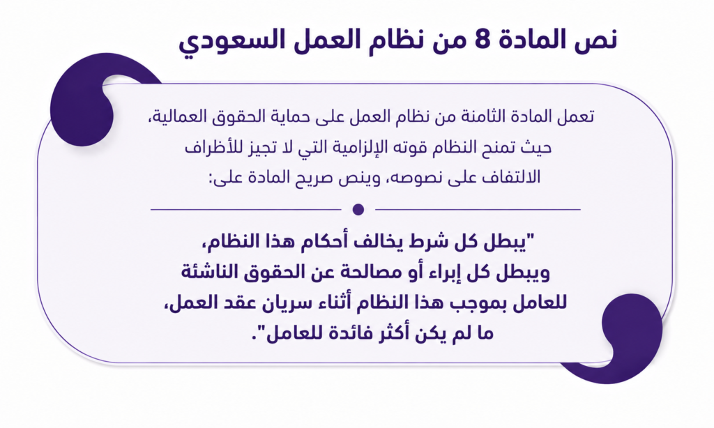 نص المادة 8 من نظام العمل السعودي