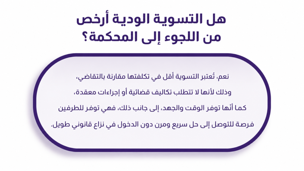 هل التسوية الودية أرخص من اللجوء إلى المحكمة؟